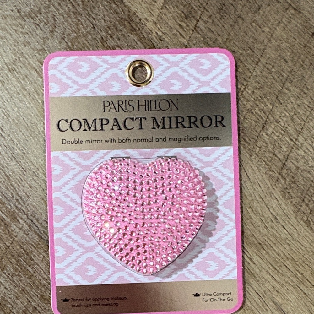 Paris Hilton Pink Rhinestone Heart Mirror